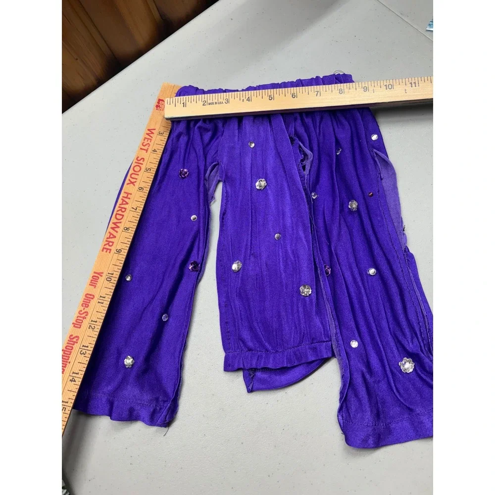 VTG Girls Baton Twirling Leotard Size 12 Rhinestones Purple 70s Handmade